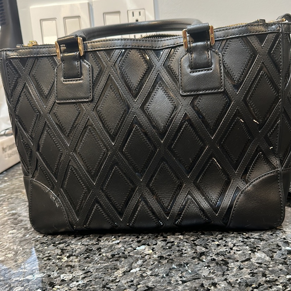 Tory Burch Robinson Patchwork Double-Zip Black To… - image 5